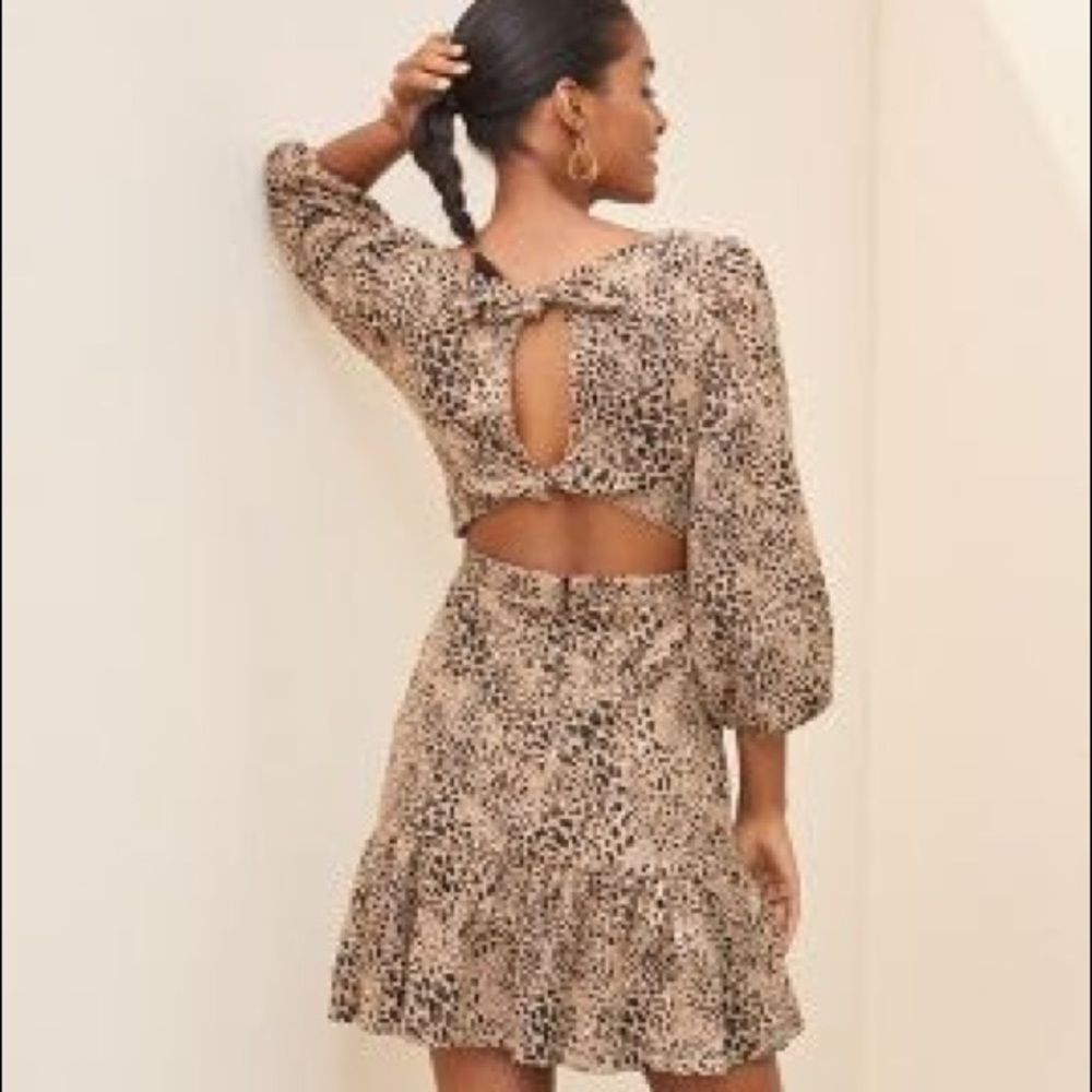 NWT Knit Cut-Out Mini Dress in Brown Motif [Maeve]